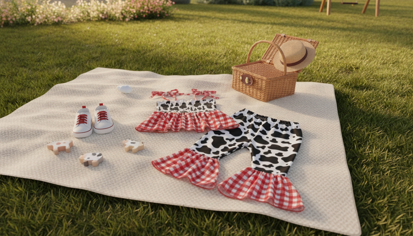 Girls Cow-Print Camisole & Flare Pants: Toddler Set