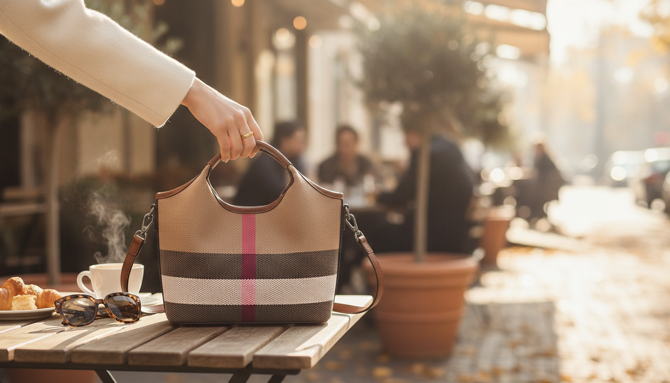 Plaid Canvas Handbag: Top Handle + Crossbody, All-Season
